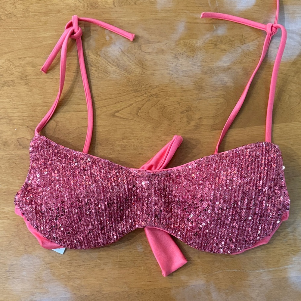 Glamorous Pink Sequin Bikini Top
